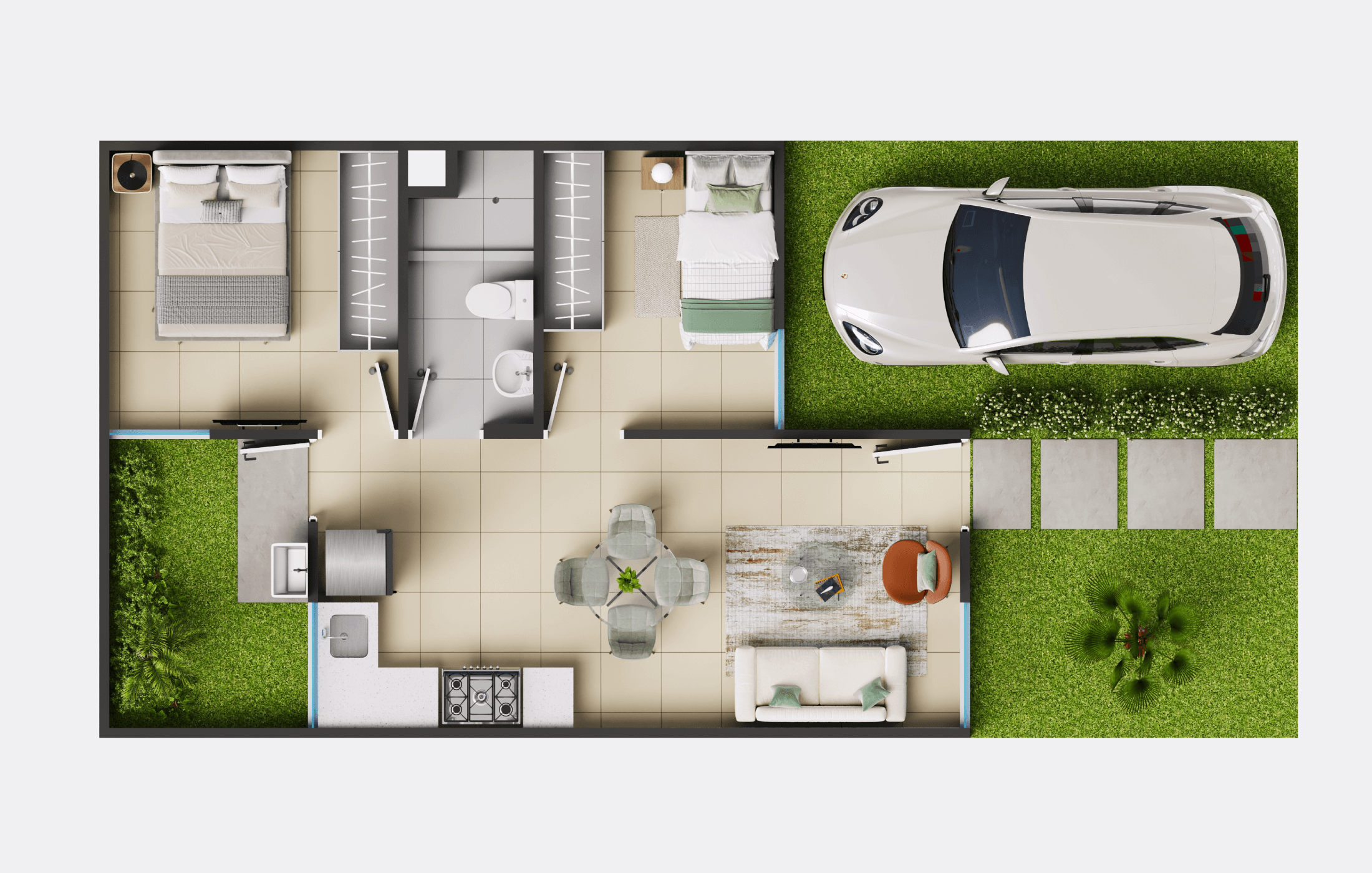 Plano del modelo de 72 metros cuadrados